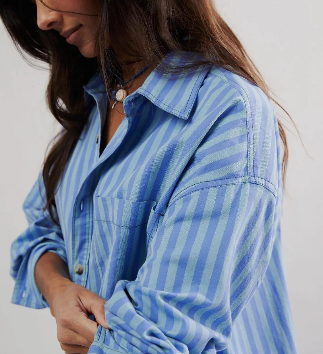 Free People  |Stripes Casual Style Long Sleeves Cotton Shirts & Blouses