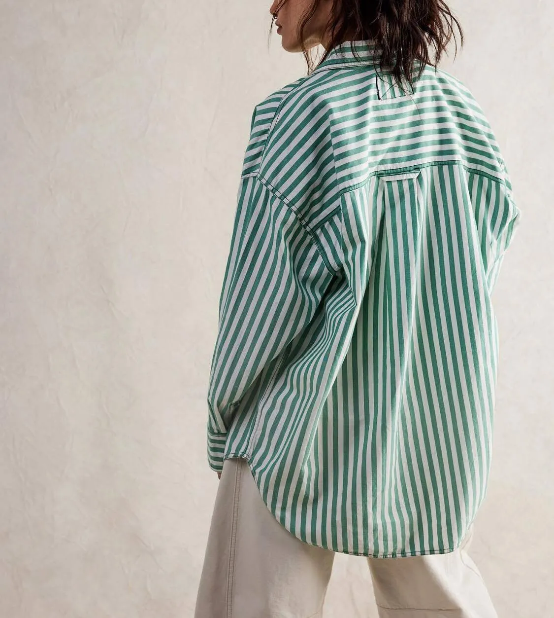 Free People  |Stripes Casual Style Long Sleeves Cotton Shirts & Blouses