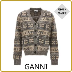 Ganni  |Long Sleeves Logo Cardigans