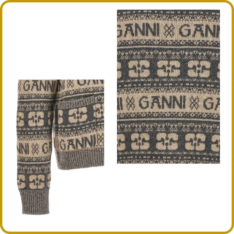 Ganni  |Long Sleeves Logo Cardigans