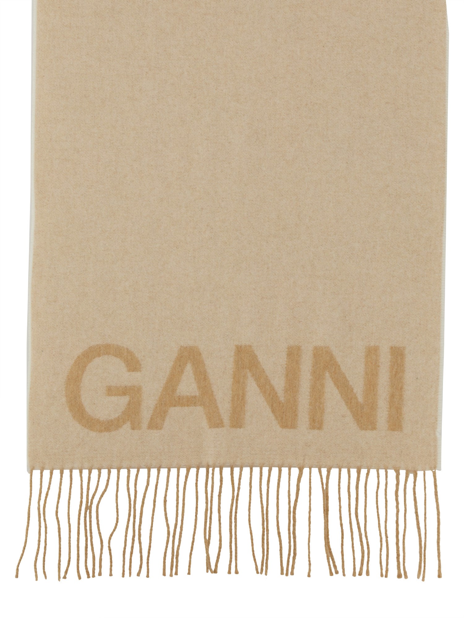 GANNI    WOOL SCARF WITH LOGO