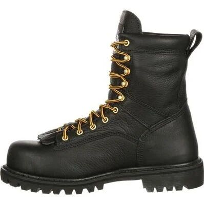 Georgia Men's Waterproof Lace-To-Toe Work Boot in Black