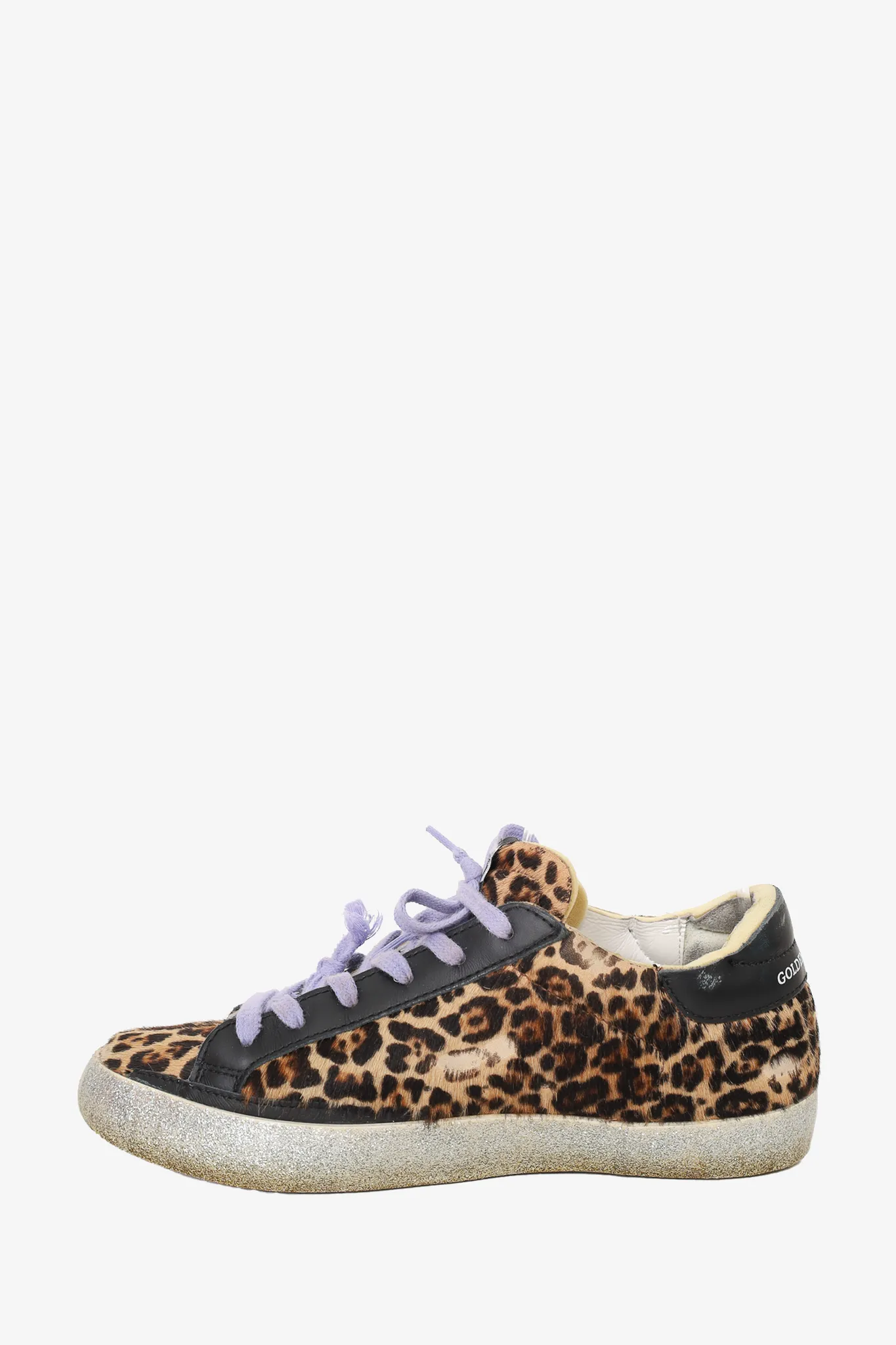 Golden Goose Deluxe Brand Leopard Print Pony Hair Distressed Sneaker Size 38