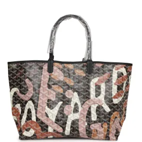 Goyard Limited Edition Black Goyardine Canvas Rose Lettres Camouflage St. Louis PM Tote Bag Palladium Hardware