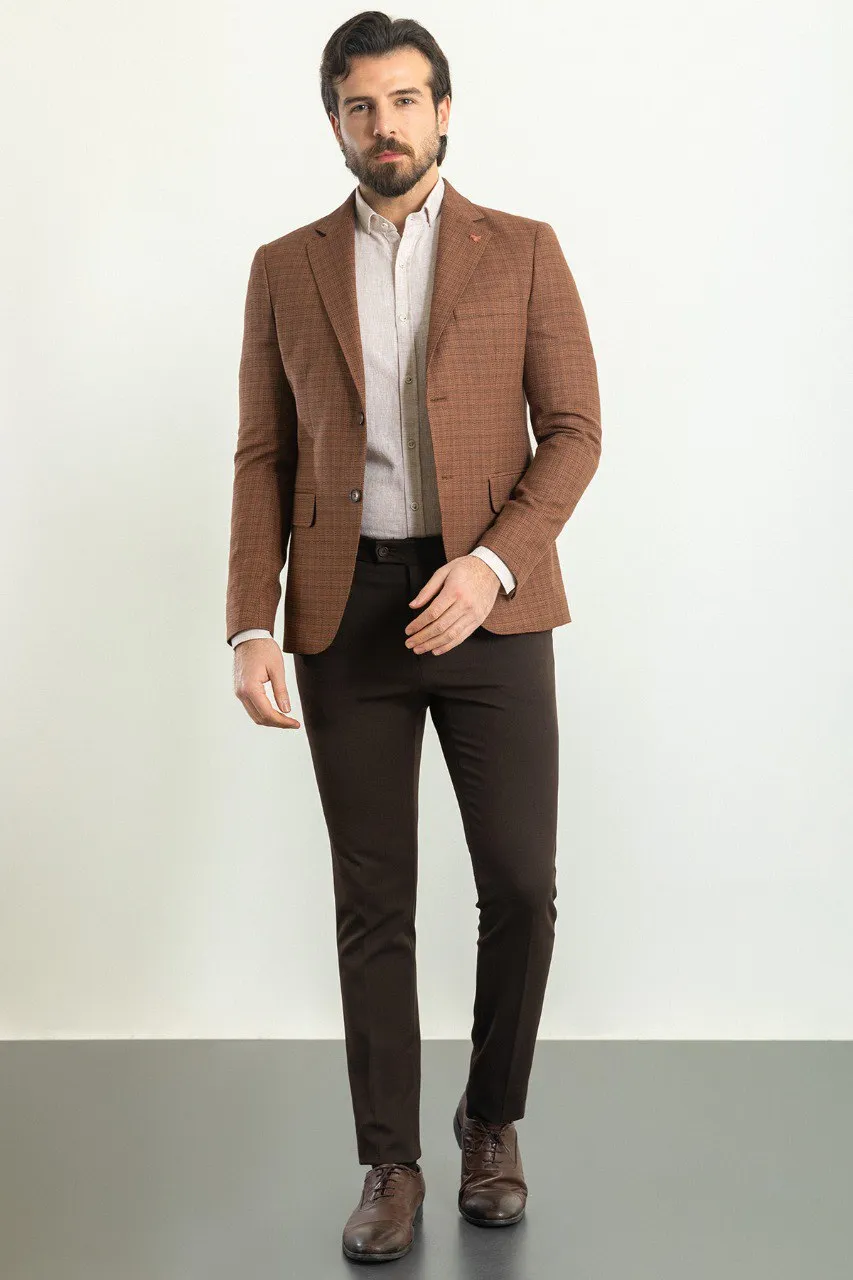 HolloMen Brown Patterned Blazer