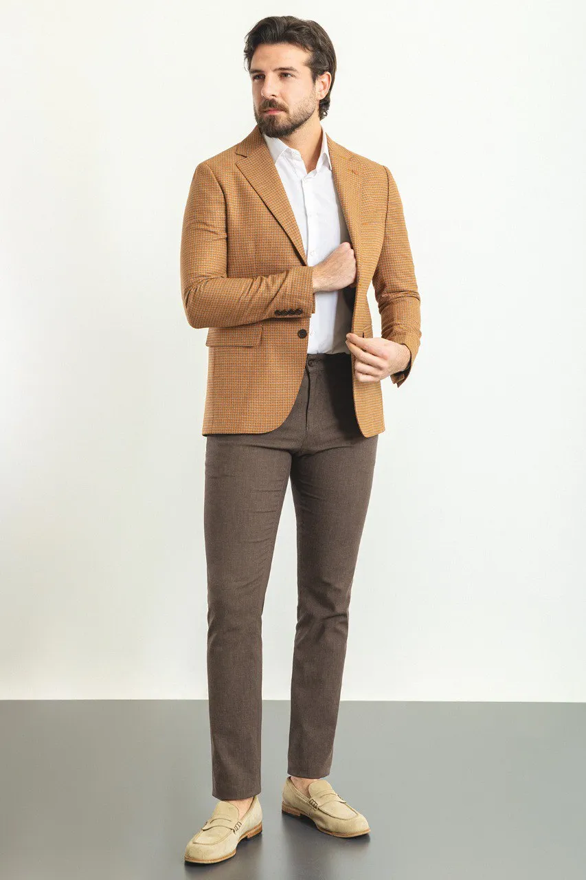 HolloMen Camel Checkered Blazer