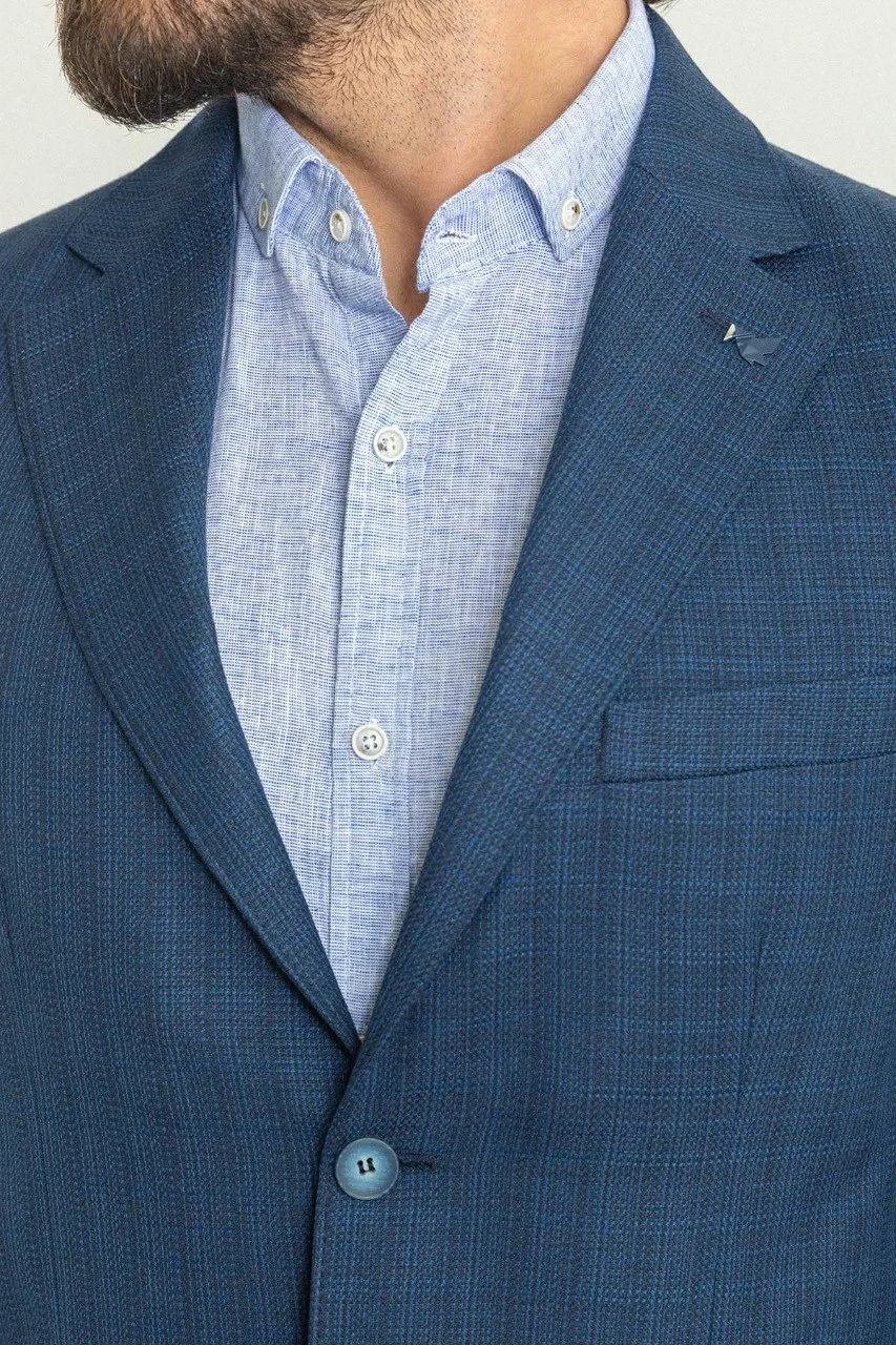 HolloMen Navy Blue Patterned Blazer