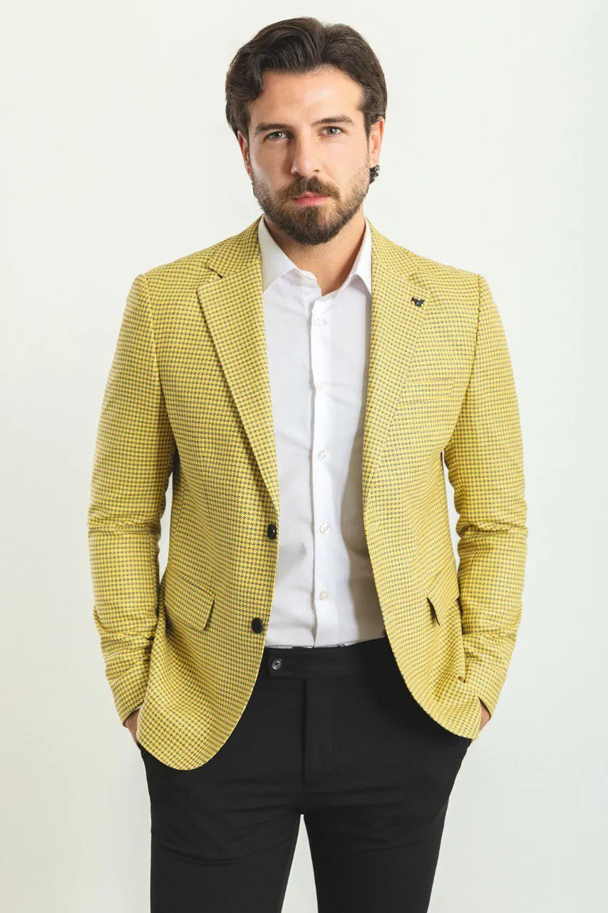 HolloMen Yellow Checkered Blazer