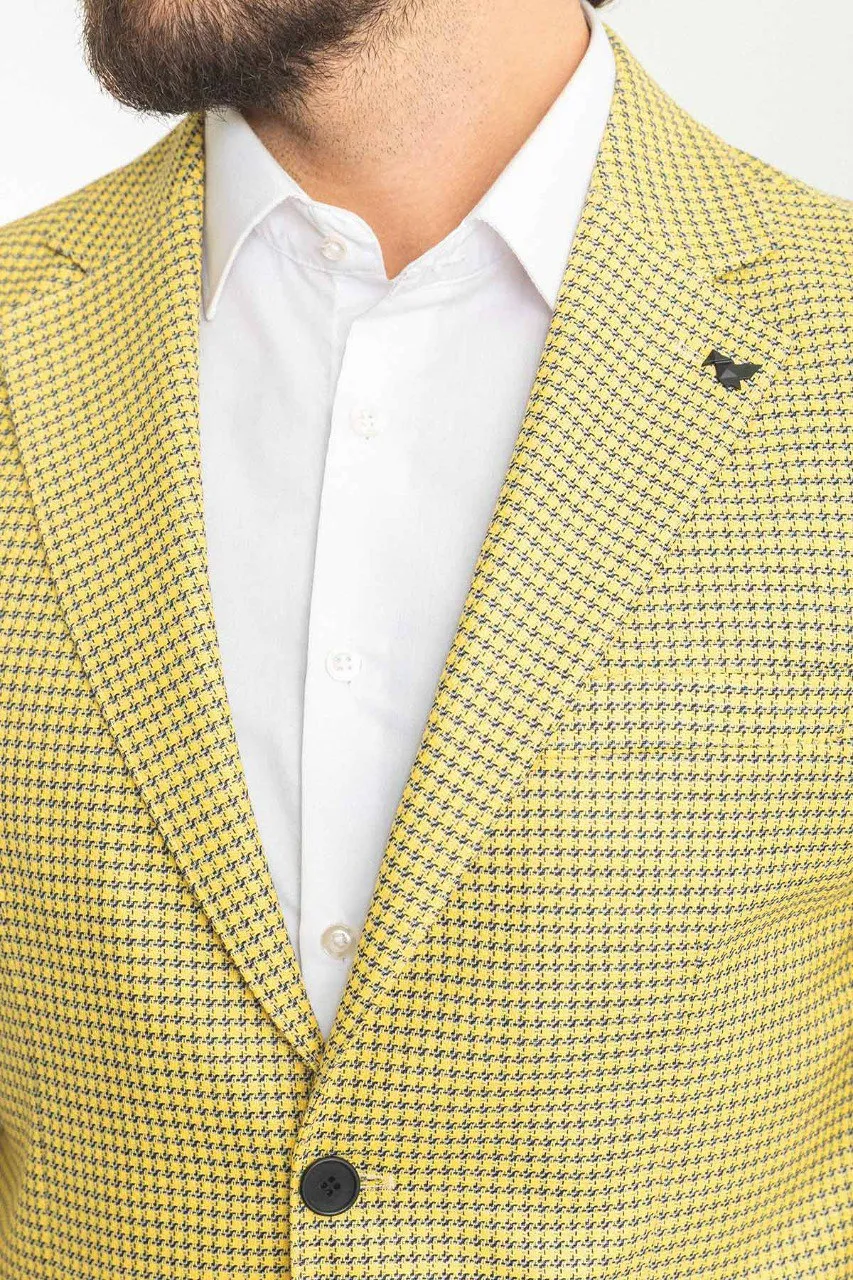 HolloMen Yellow Checkered Blazer