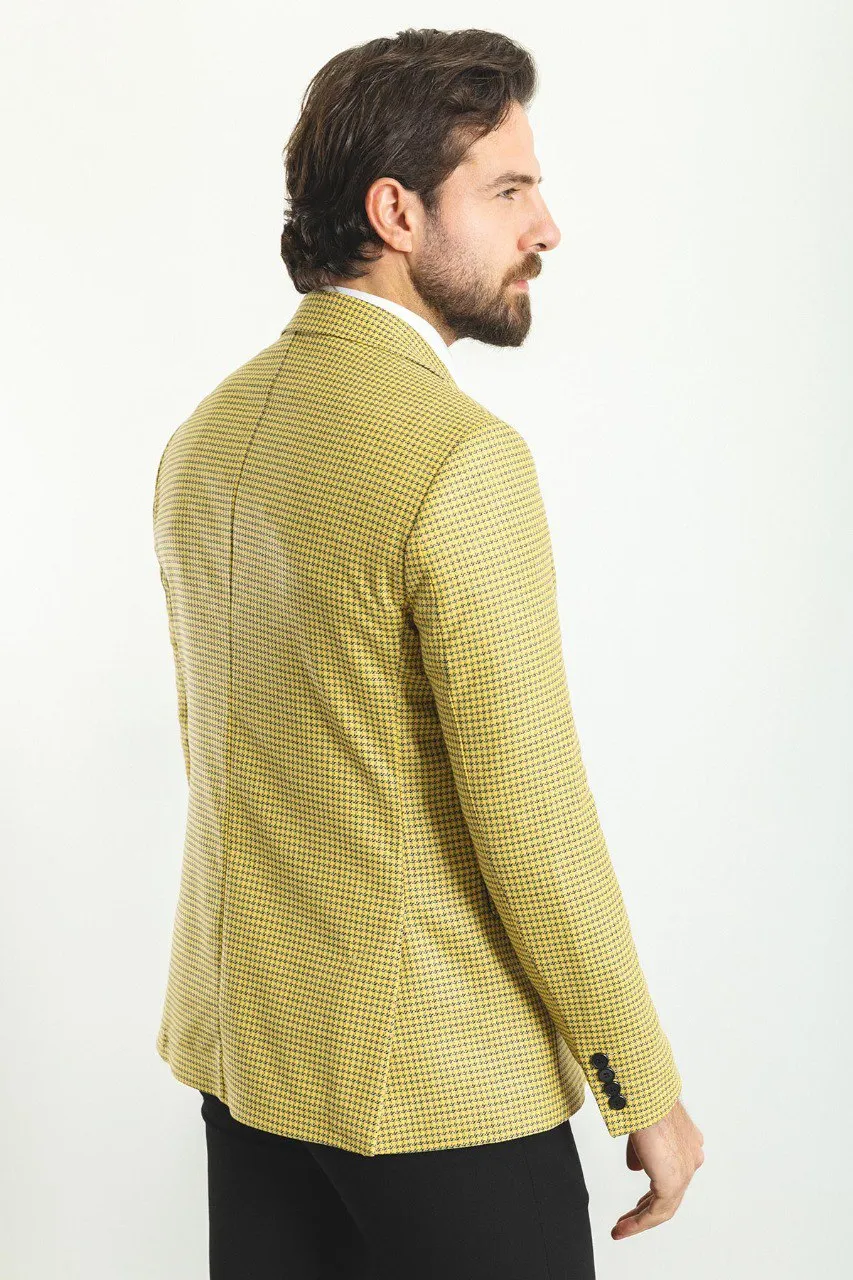 HolloMen Yellow Checkered Blazer