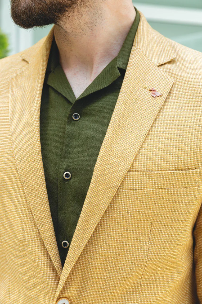 HolloMen Yellow Textured Blazer