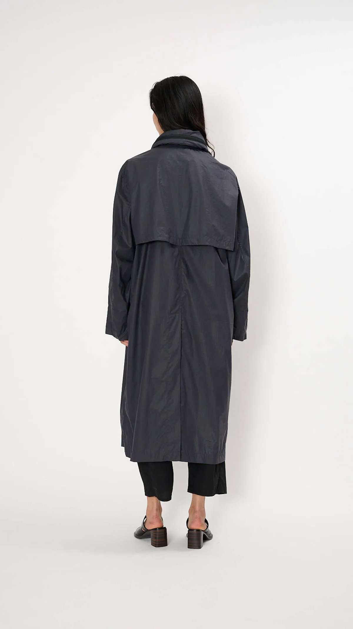 Hooded Raincoat - Blue Black