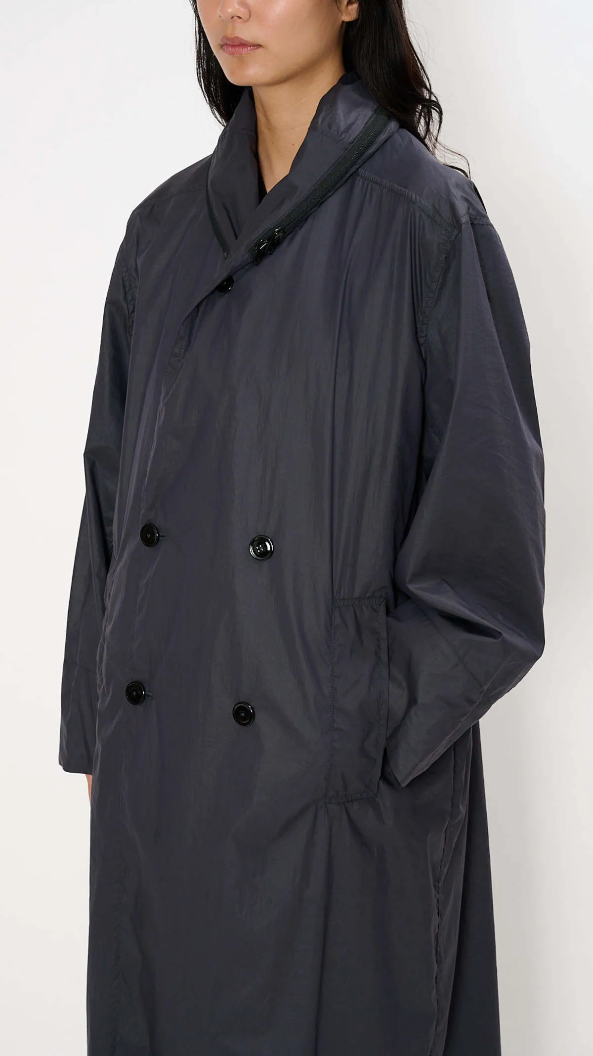 Hooded Raincoat - Blue Black