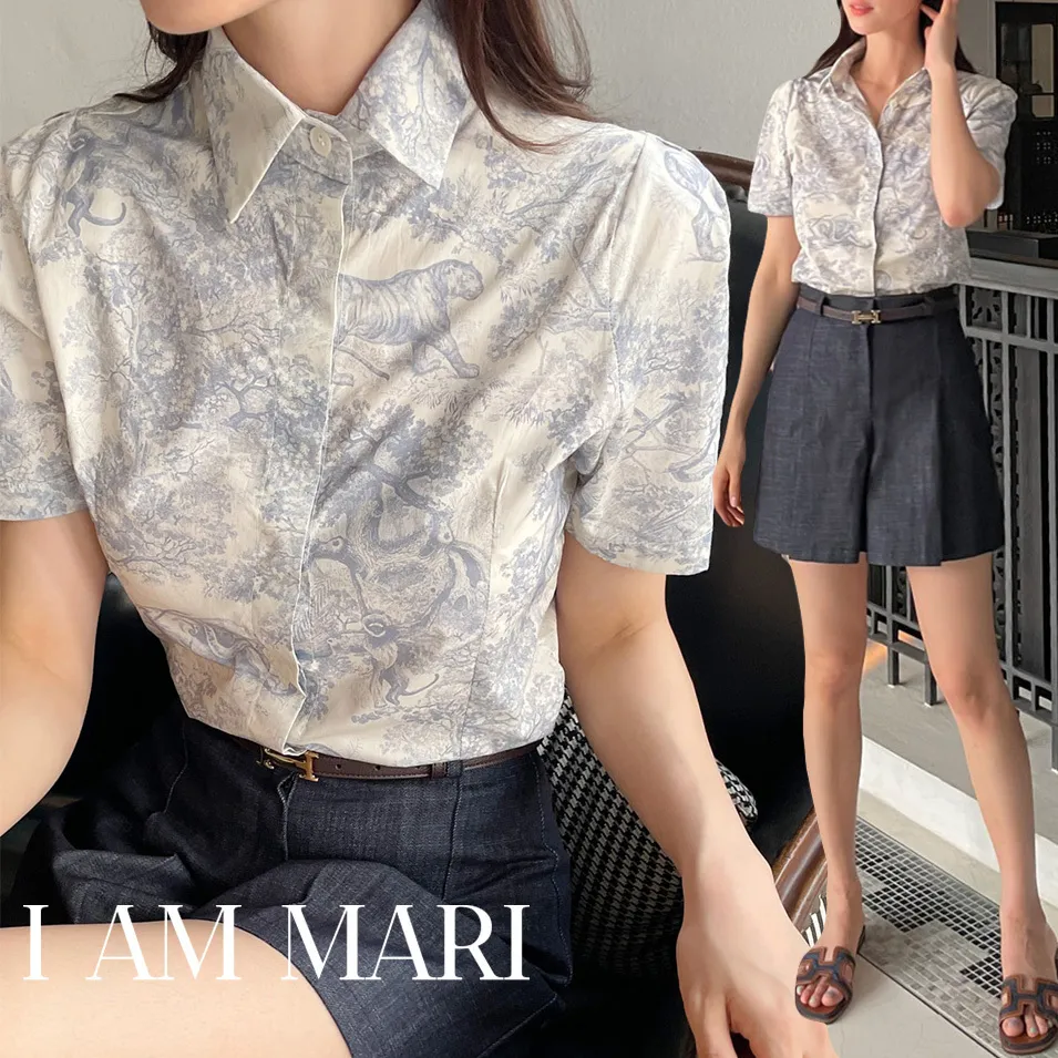 I AM MARI  |Cotton Short Sleeves Office Style Elegant Style