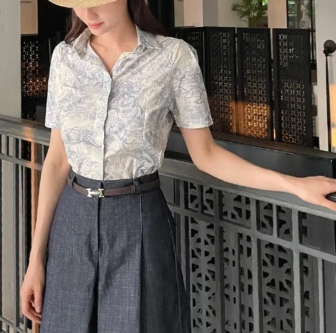 I AM MARI  |Cotton Short Sleeves Office Style Elegant Style