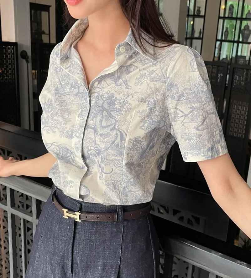 I AM MARI  |Cotton Short Sleeves Office Style Elegant Style