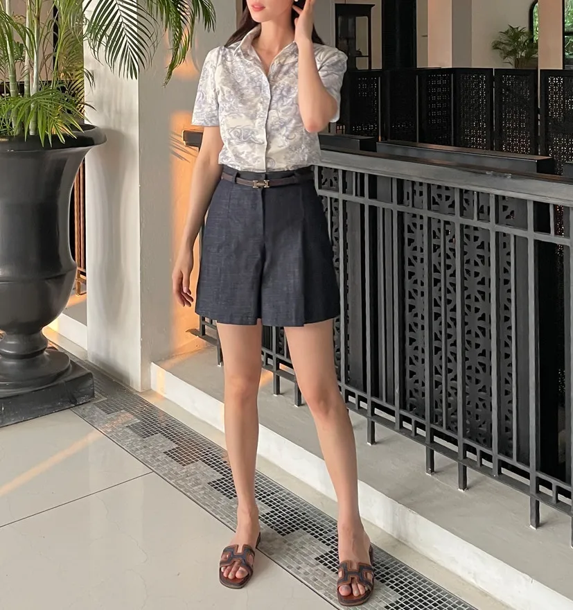 I AM MARI  |Cotton Short Sleeves Office Style Elegant Style