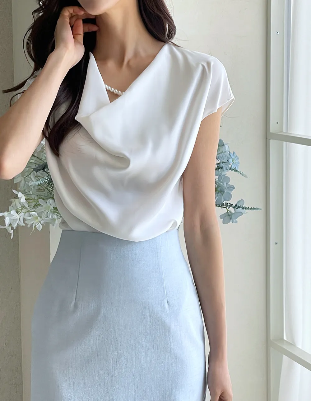 I AM MARI  |Plain Short Sleeves Party Style Office Style Elegant Style