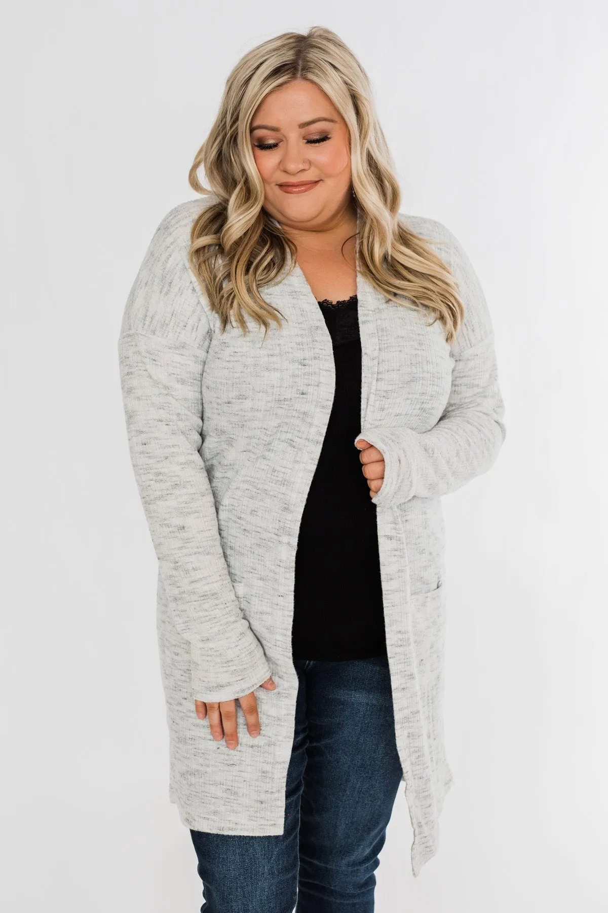 In Sync With You Lightweight Cardigan- Light Heather Grey