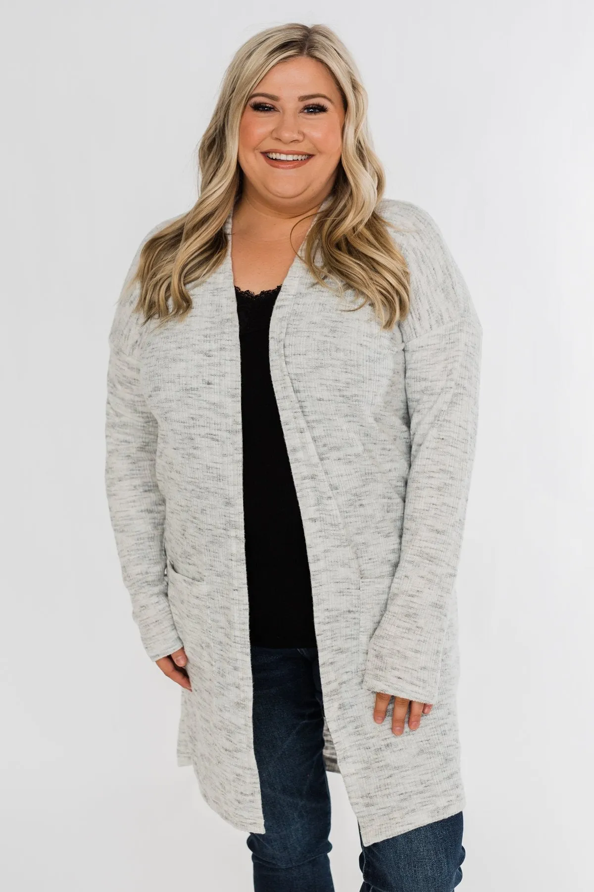 In Sync With You Lightweight Cardigan- Light Heather Grey