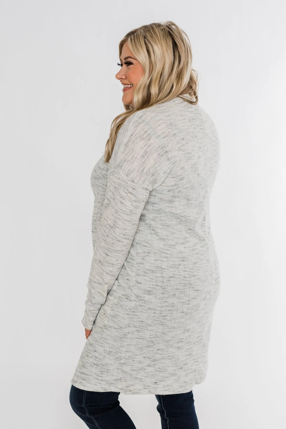 In Sync With You Lightweight Cardigan- Light Heather Grey