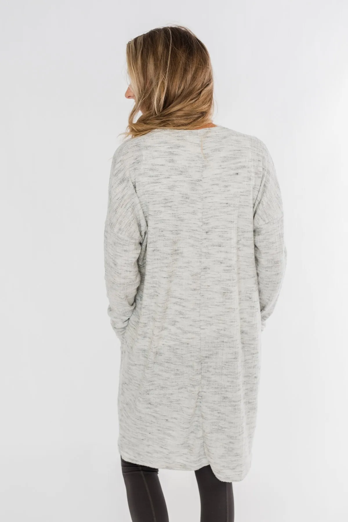 In Sync With You Lightweight Cardigan- Light Heather Grey