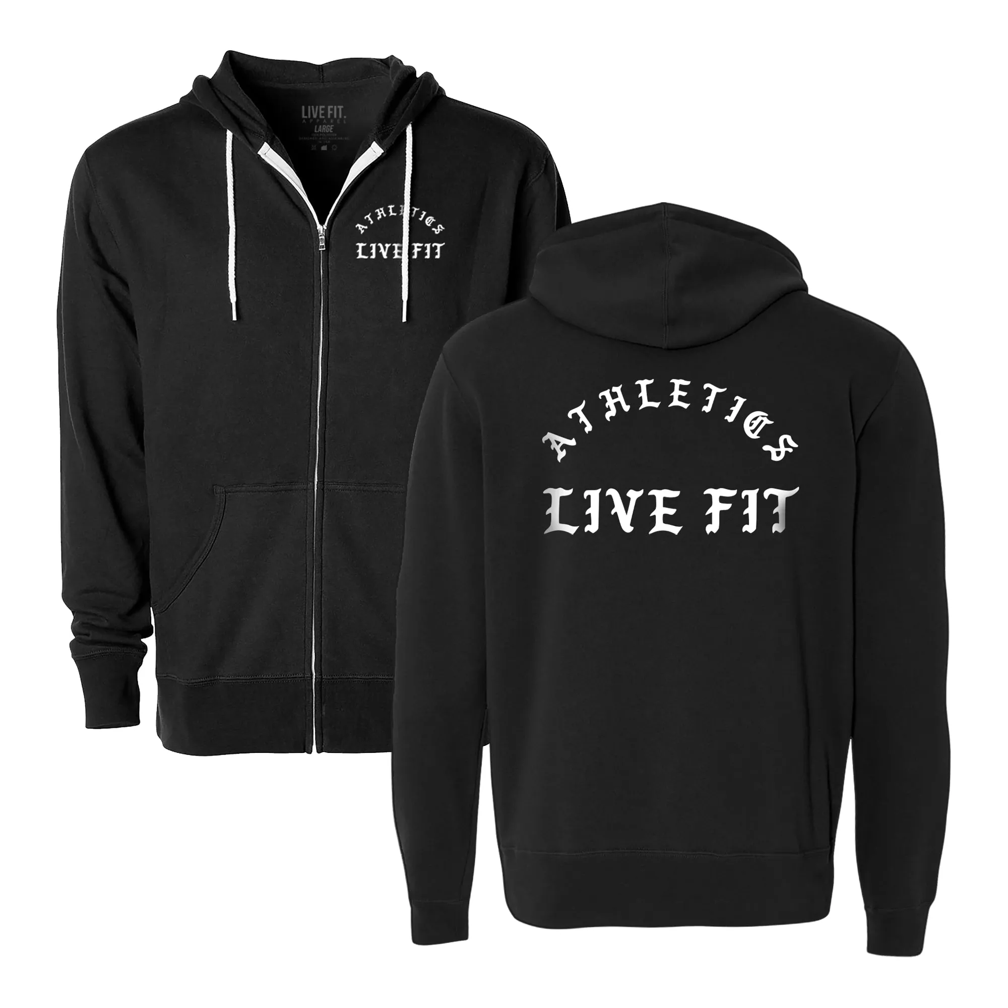 Iron Athletics Zip Up Hoodie - Black / White