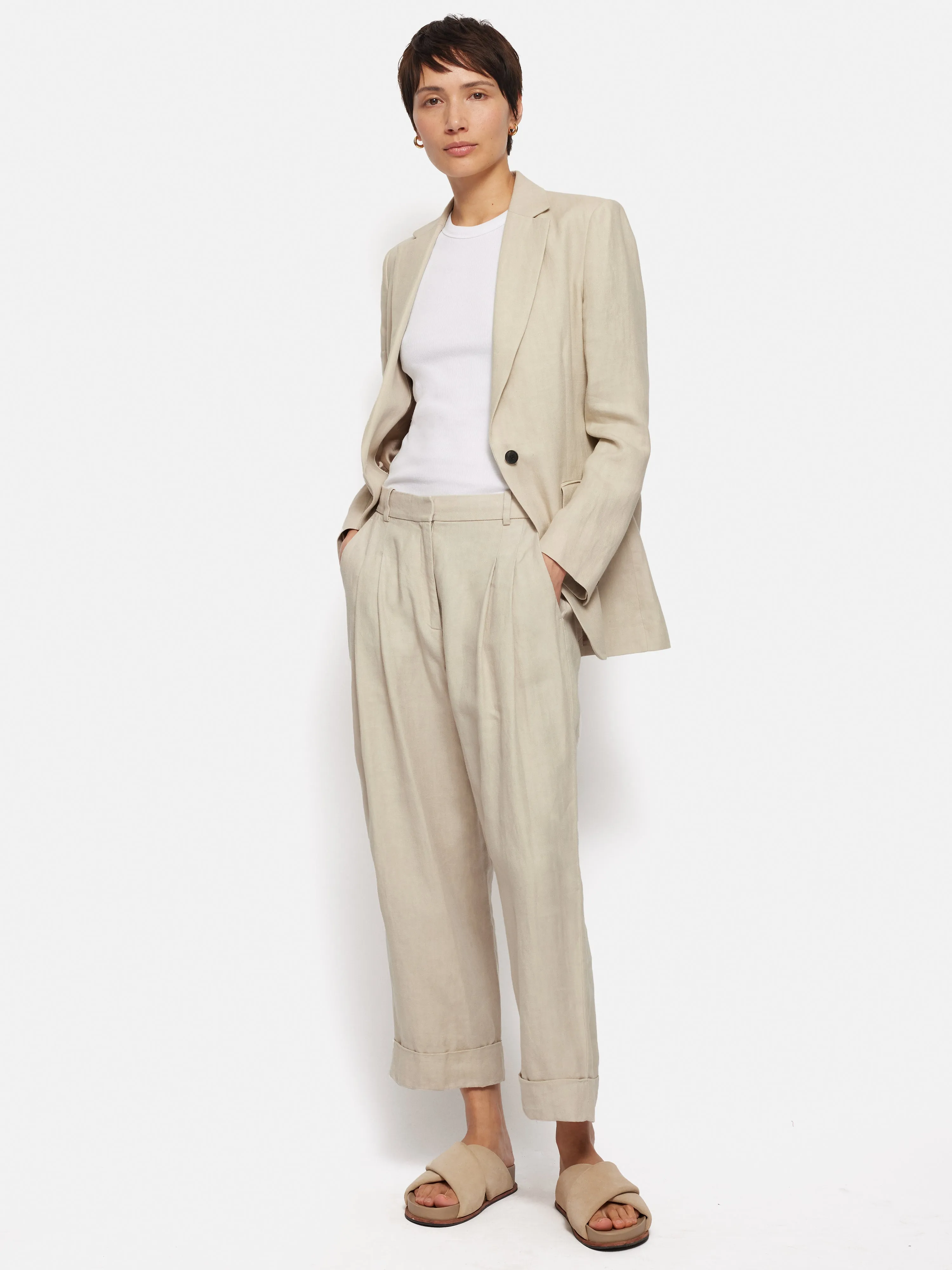 Italian Linen Knox Blazer | Stone