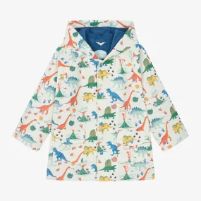 Ivory Dinosaur Print Raincoat