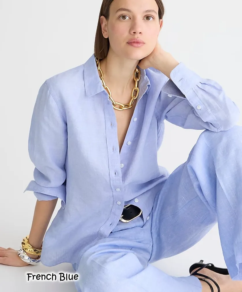 J Crew  |Casual Style Linen Long Sleeves Plain Office Style