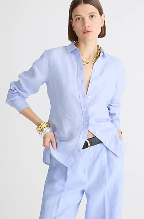 J Crew  |Casual Style Linen Long Sleeves Plain Office Style