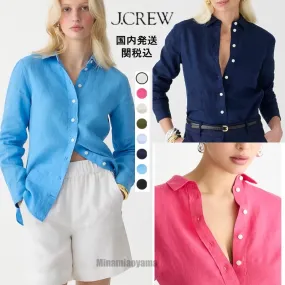 J Crew  |Casual Style Linen Long Sleeves Plain Office Style