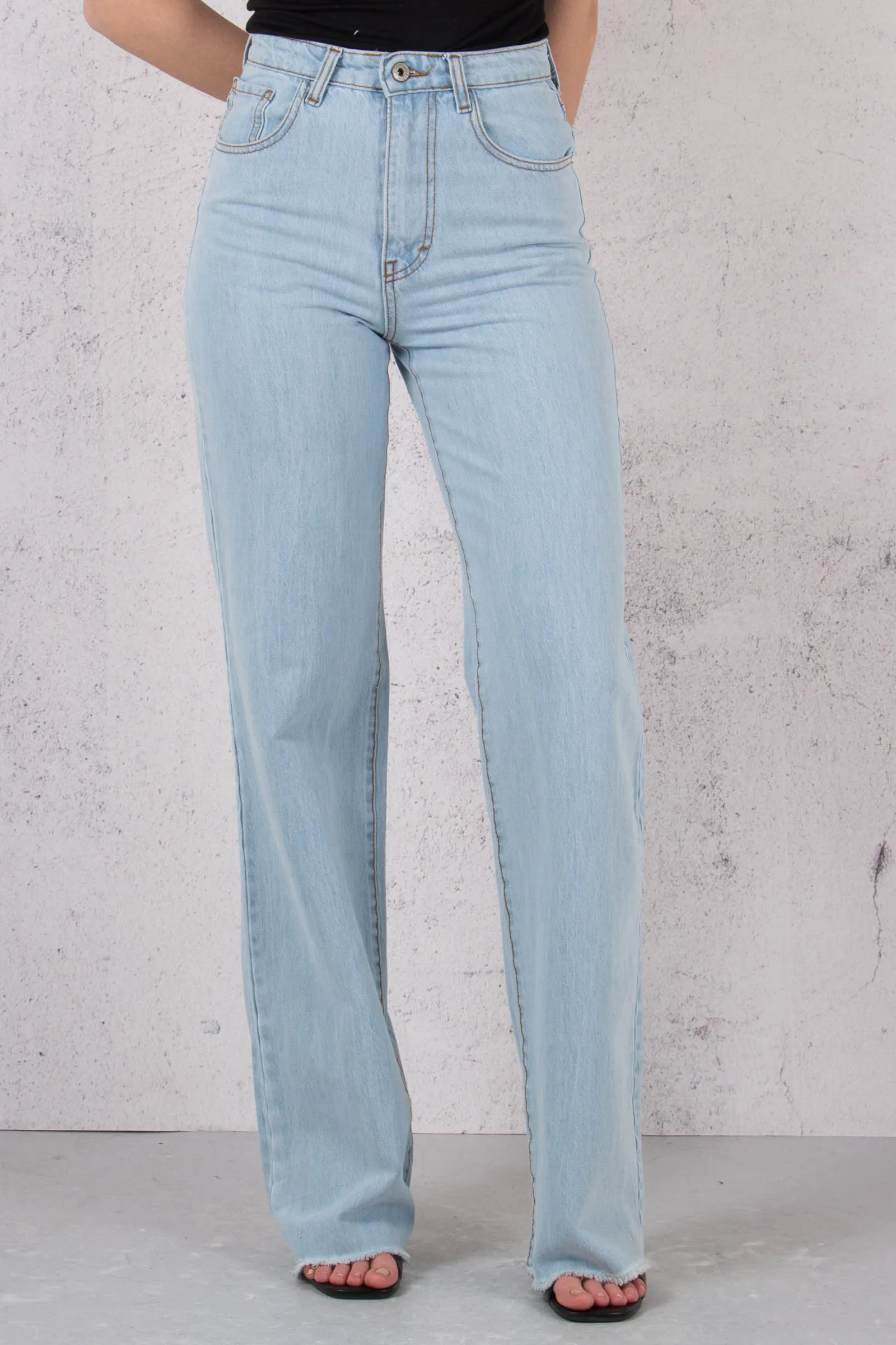 Jeans Vita Alta Denim Chiaro