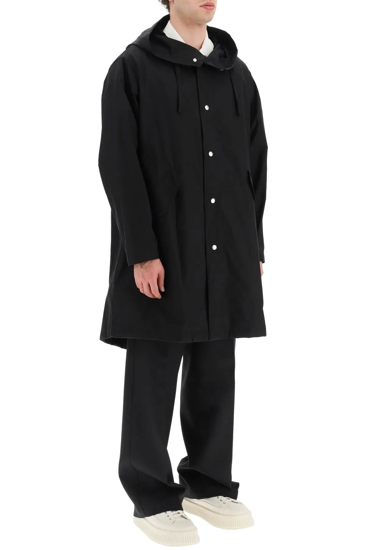 JIL SANDER Men's Black Lightweight Parka Jacket for FW23