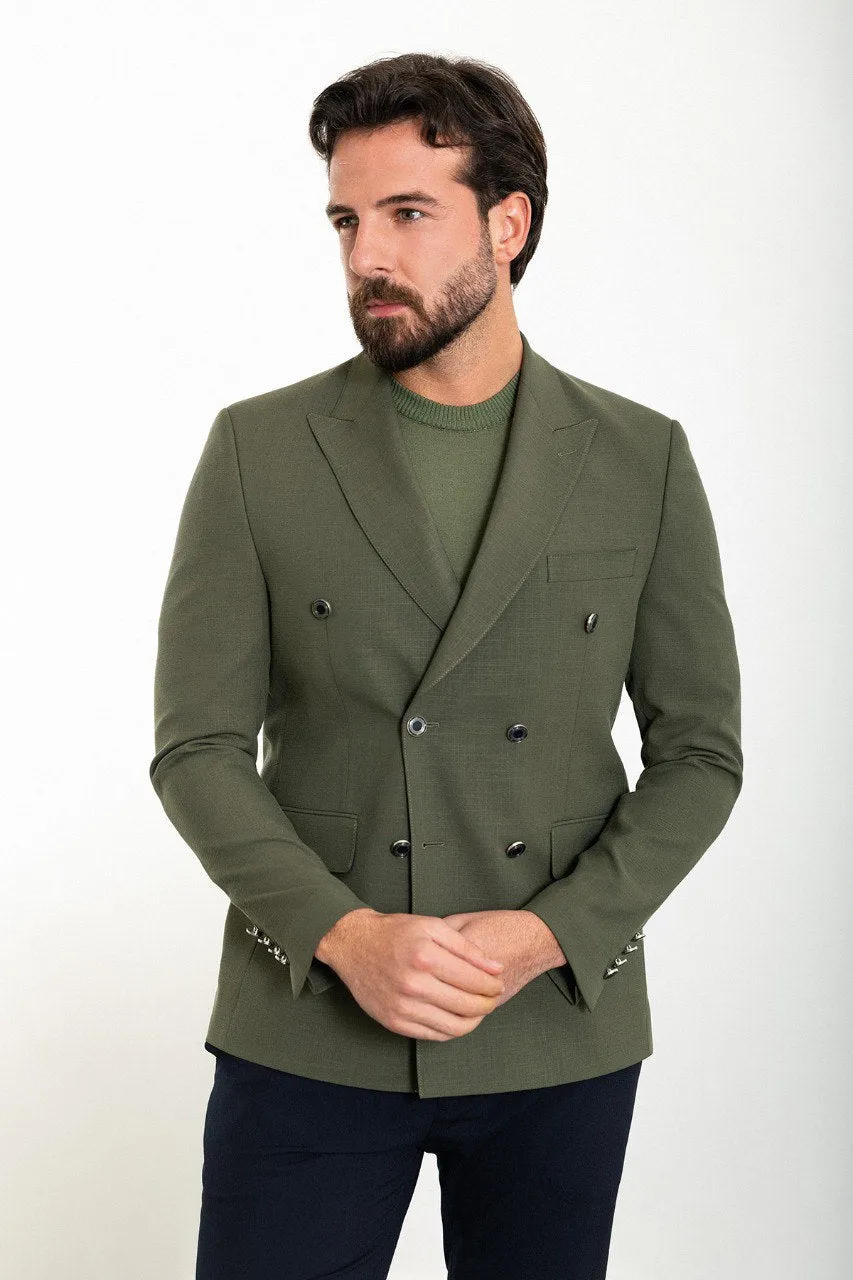 Khaki Double Breasted Blazer