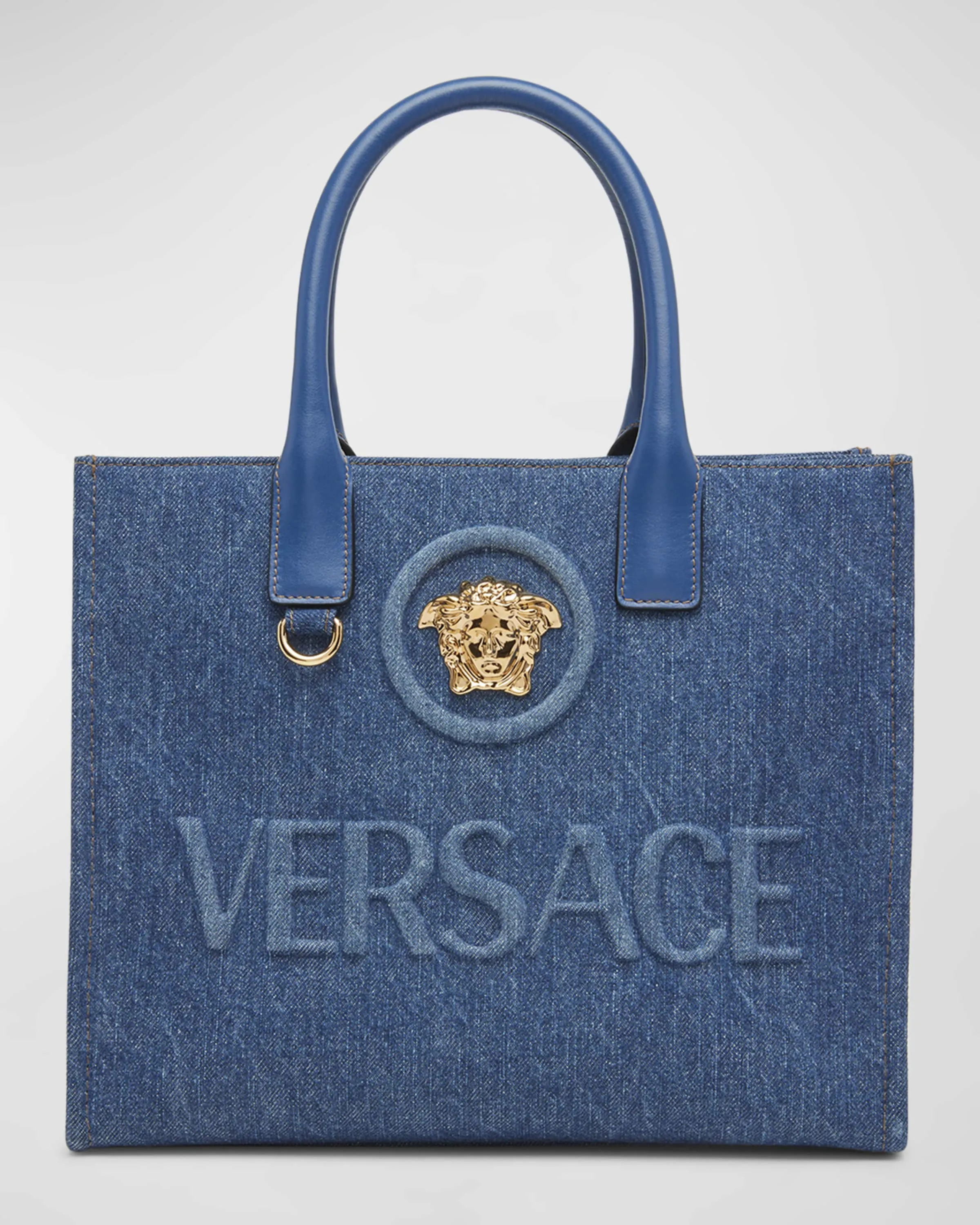 La Medusa Small Denim Tote Bag