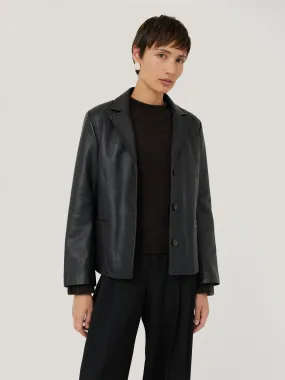 Leather Tailored Blazer | Black