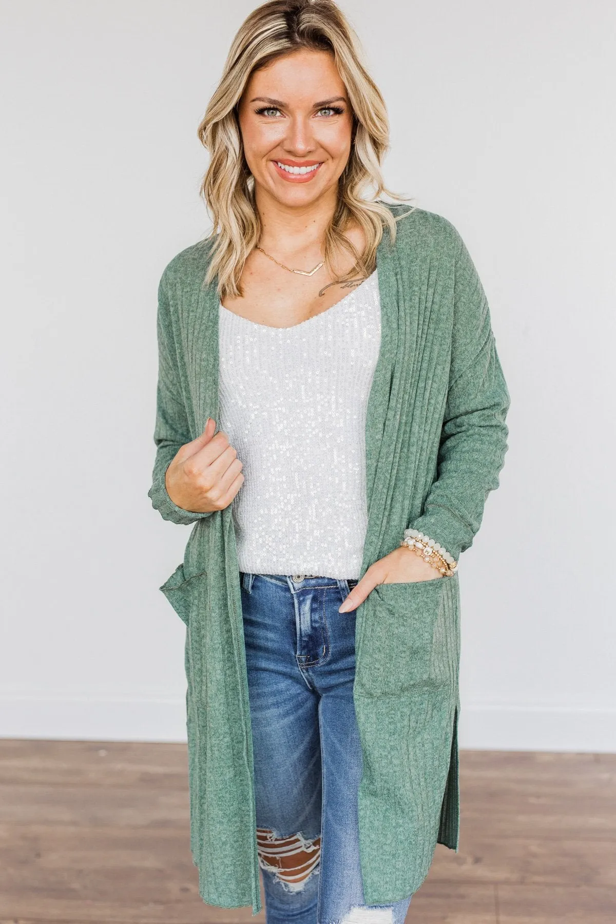 Life As We Know It Knit Cardigan- Sage