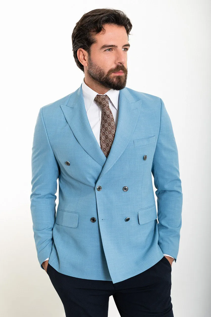 Light Blue Double Breasted Blazer