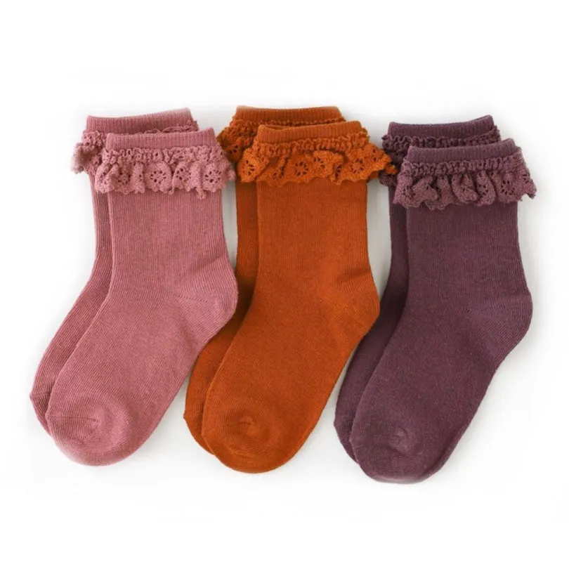 Little Stocking Co. Autumn Lace Trim Midi 3 Pack