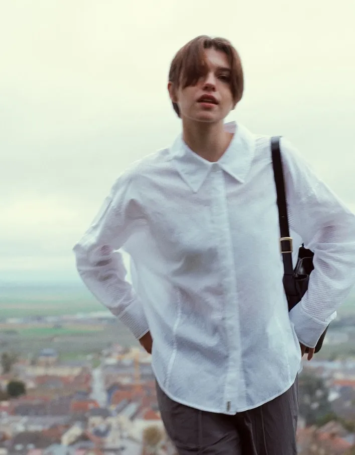 LOEUVRE  |Street Style Plain Cotton Shirts & Blouses