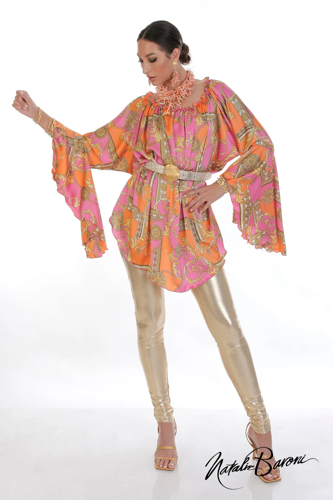 Long Silk Poetsleeve Top - Murano