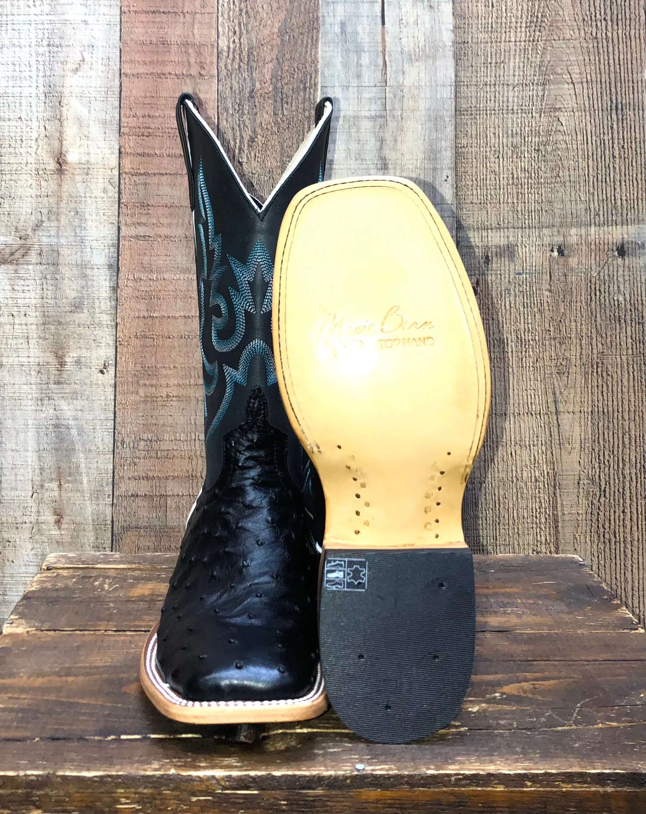 Macie Bean Full Quill Ostrich Western Boots - Black