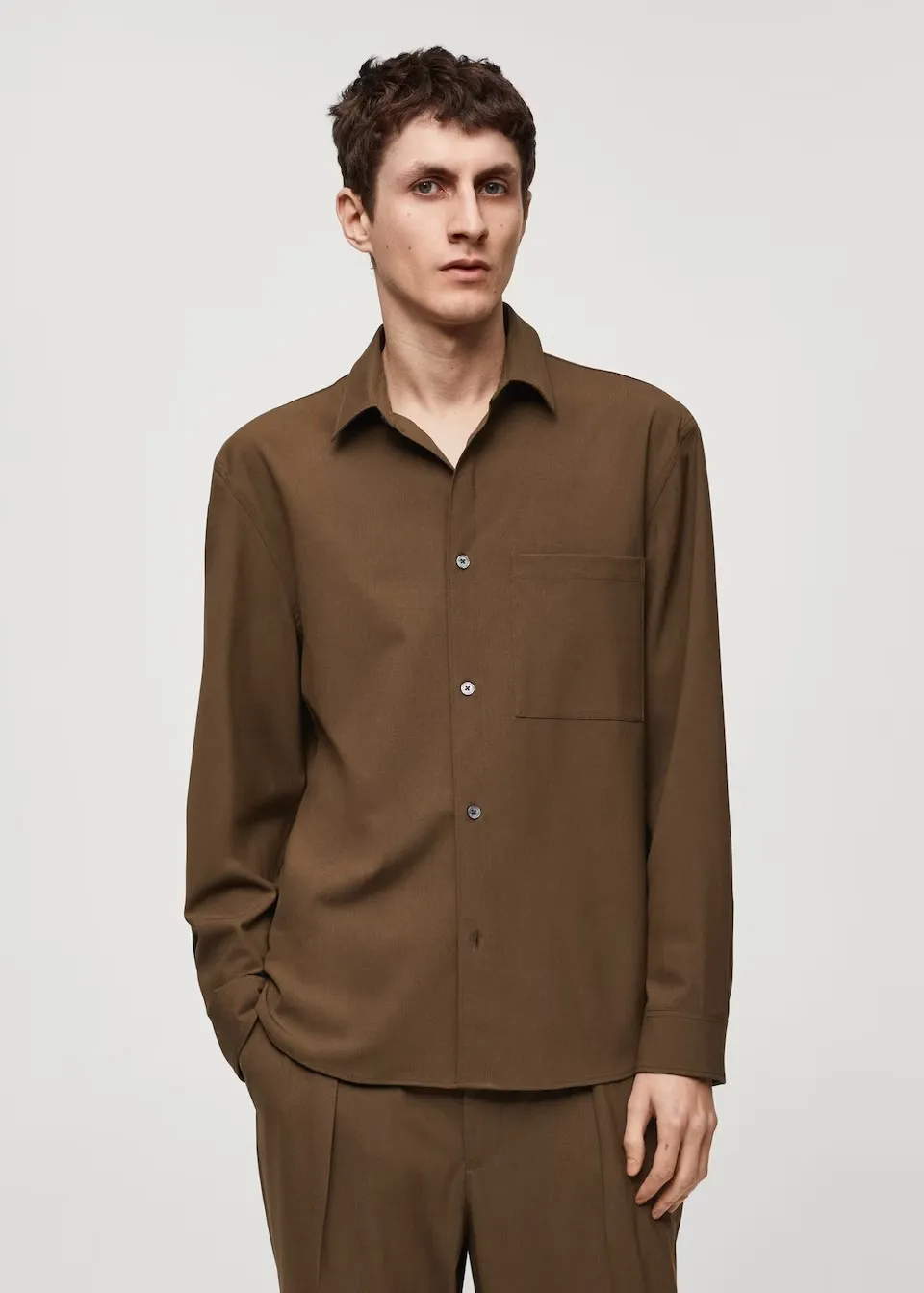 MANGO  |Long Sleeves Plain Shirts