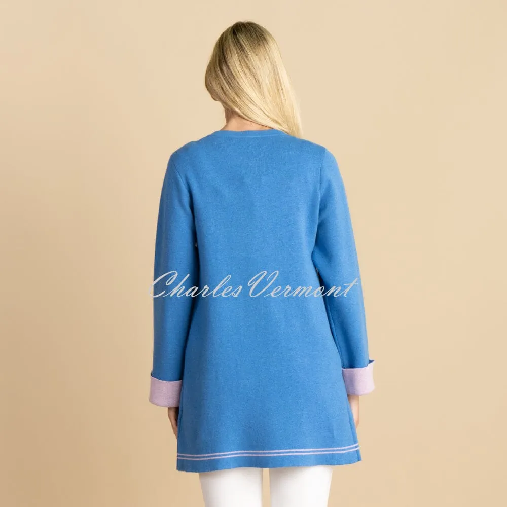 Marble Cardigan - Style 7026-201 (Deep Blue / Lavender)