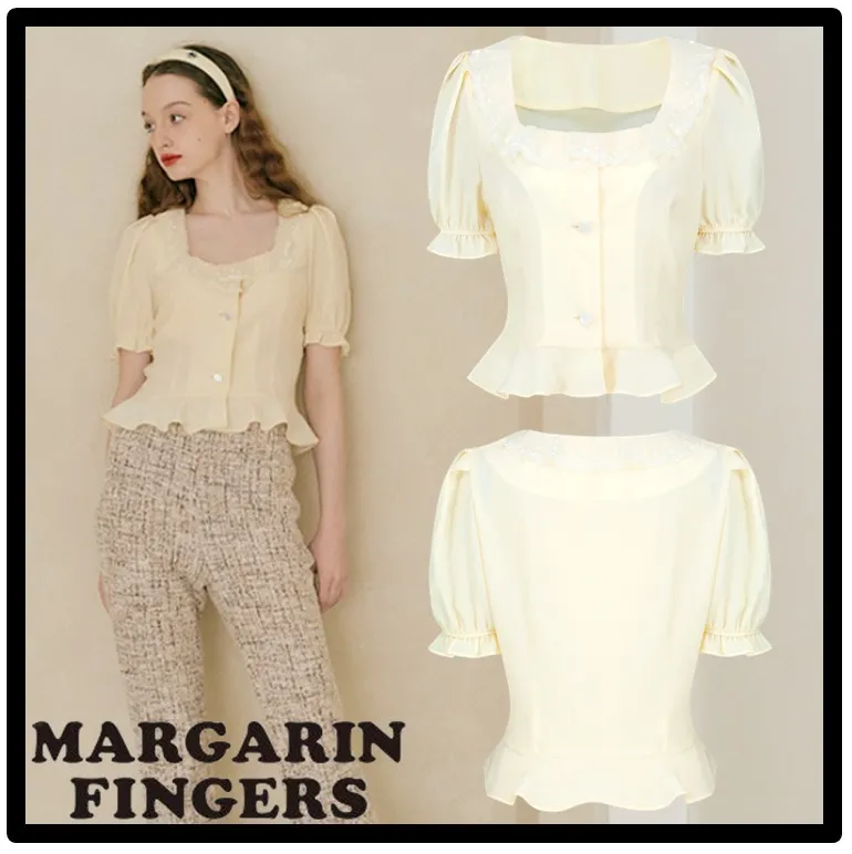 Margarin Fingers  |Casual Style Street Style Logo Shirts & Blouses