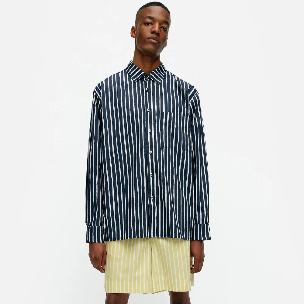 marimekko  |Stripes Casual Style Unisex Long Sleeves Cotton Office Style