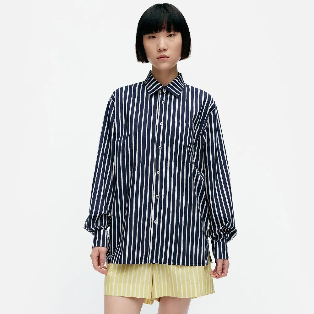 marimekko  |Stripes Casual Style Unisex Long Sleeves Cotton Office Style