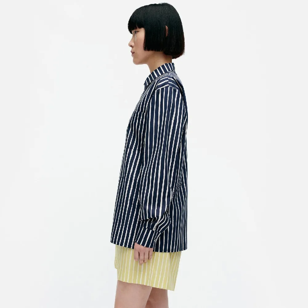 marimekko  |Stripes Casual Style Unisex Long Sleeves Cotton Office Style