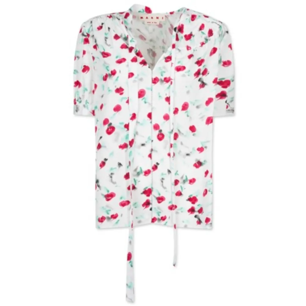 MARNI  |Flower Patterns Cotton Short Sleeves Shirts & Blouses